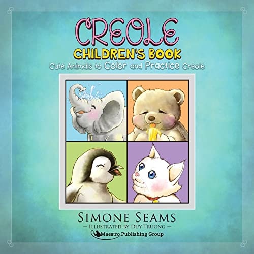 Creole Children's Book Cute Animals to Color and Practice Creole