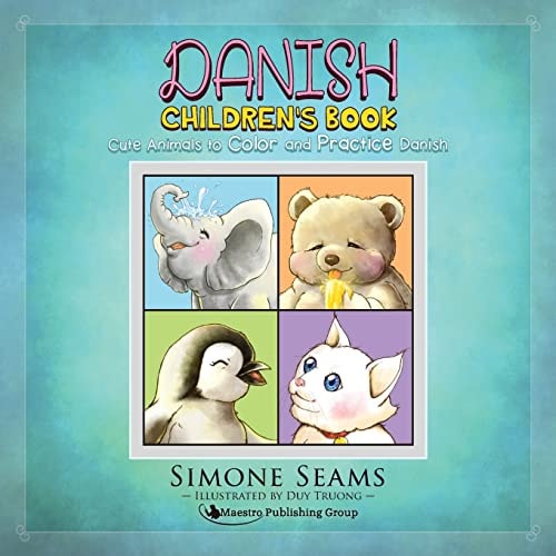 Danish Children's Book Cute Animals to Color and Practice Danish