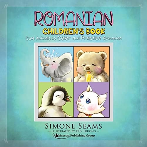 Romanian Children's Book Cute Animals to Color and Practice Romanian