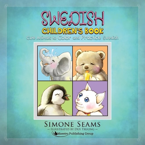 Swedish Children's Book Cute Animals to Color and Practice Swedish