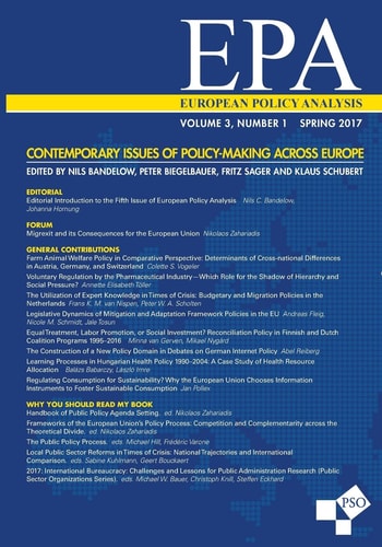 European Policy Analysis Volume 3, Number 1, Spring 2017: Contemporary Issues of Policy-Making Across Europe