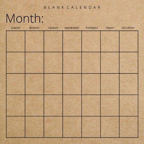 Blank Calendar: Kraft Brown Paper, Undated Planner for Organizing, Tasks, Goals, Scheduling, DIY Calendar Book