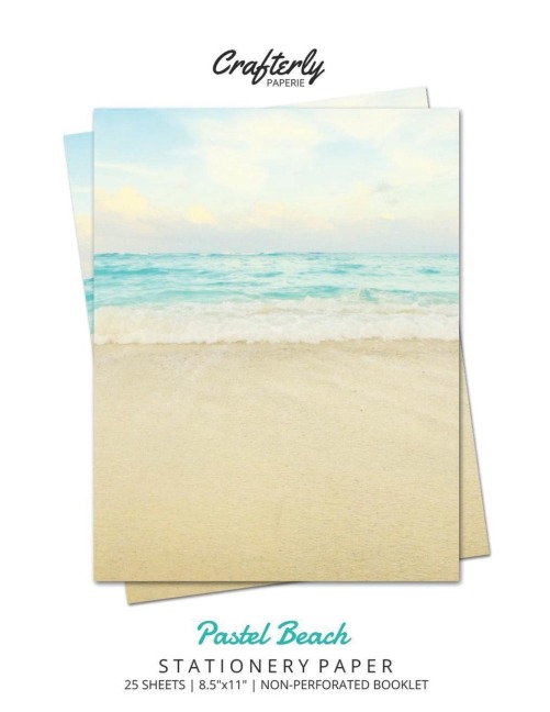 Pastel Beach Stationery Paper: Aesthetic Letter Writing Paper for Home, Office, Letterhead Design, 25 Sheets