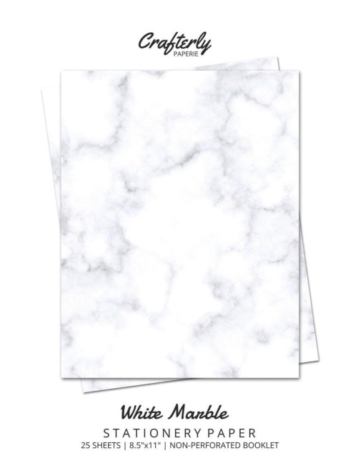 White Marble Stationery Paper: Cute Letter Writing Paper for Home, Office, Letterhead Design, 25 Sheets