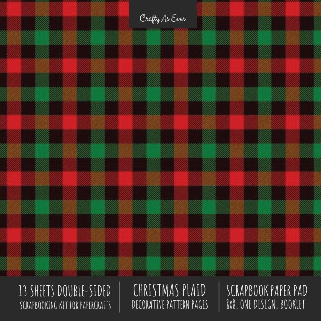Christmas Plaid Scrapbook Paper Pad 8x8 Scrapbooking Kit for Cardmaking Gifts, DIY Crafts, Printmaking, Papercrafts, Holiday Decorative Pattern Pages