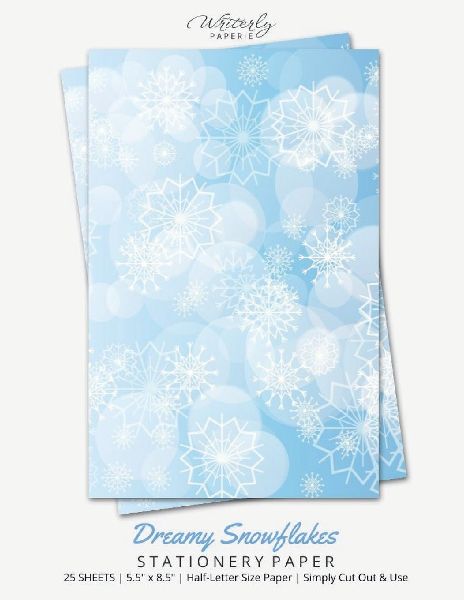 Dreamy Snowflake Stationery Paper: Half Letter Size Paper, Winter Themed, Letter Writing Paper, 25-sheets