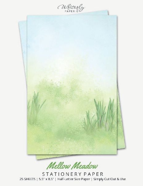 Mellow Meadow Stationery Paper: Half Letter Size Paper, Nature Themed, Letter Writing Paper, 25-sheets