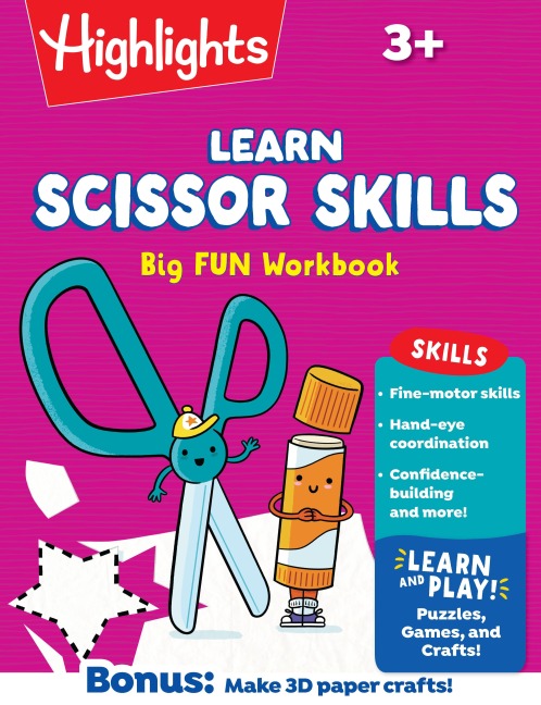 Learn Scissor Skills Big Fun Workbook: Practice Scissor Skills, Cutting and Pasting, Shapes and More, Preschool Cutting Activity Book with Puzzles and Colorful Crafts