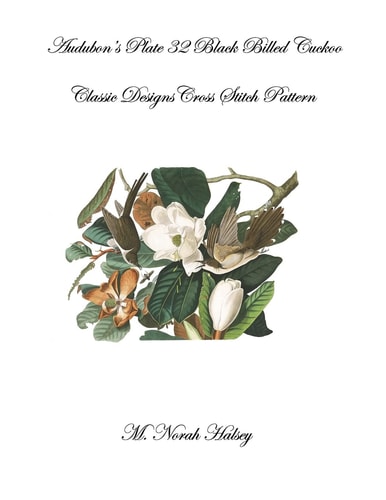 Audubon's Plate 32 Black Billed Cuckoo Classic Designs Cross Stitch Pattern
