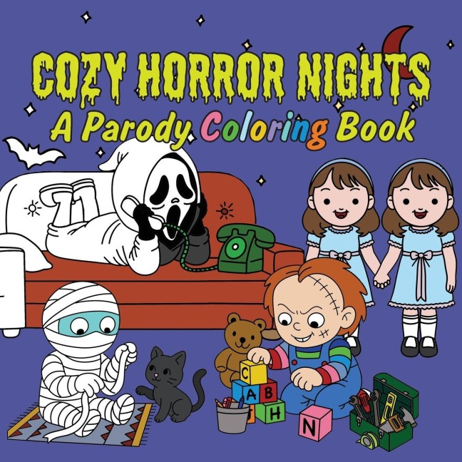 Cozy Horror Nights: A Parody Coloring Book: Cute Chibi Manga Meets Spooky Halloween Fun for Stress Relief & Relaxation