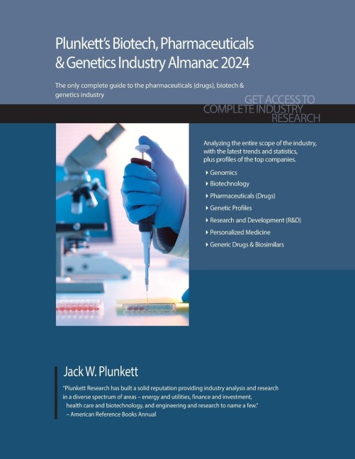 Plunkett's Biotech, Pharmaceuticals & Genetics Industry Almanac 2024: Biotech, Pharmaceuticals & Genetics Industry Market Research, Statistics, Trends and Leading Companies