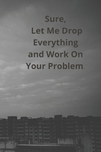 Sure, Let Me Drop Everything and Work On Your Problem. Simple and Elegant.