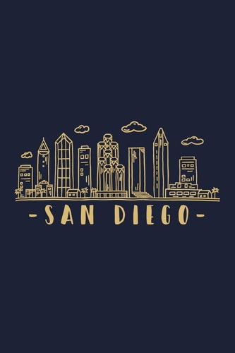 San Diego San Diego Skyline Inspired Design. City of California, Sights and History. Travel Cityscape.