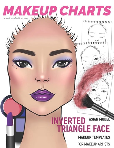 Makeup Charts - Face Charts for Makeup Artists Asian Model - INVERTED TRIANGLE Face Shape
