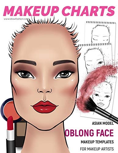 Makeup Charts - Face Charts for Makeup Artists Asian Model - OBLONG Face Shape