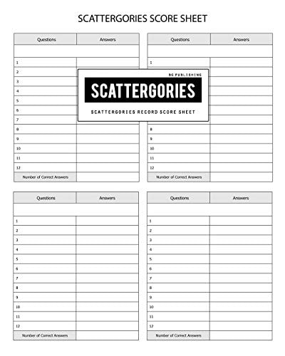 BG Publishing Scattergories Score Sheet Scattergories Game Record Keeper for Keep Track of Who's Ahead In Your Favorite Creative Thinking Category Based Party Game