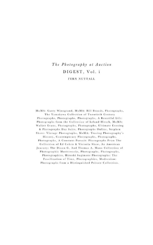 Photography at Auction Digest Volume I