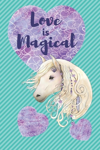 Love Is Magical White Horse with Hearts