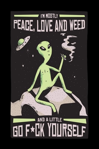 I Am Mostly Peace Love And Weed And A Little F*ck Yourself Cannabis Graphic Jorunal Book For Marijuana Smoker 120 Pages DINA5
