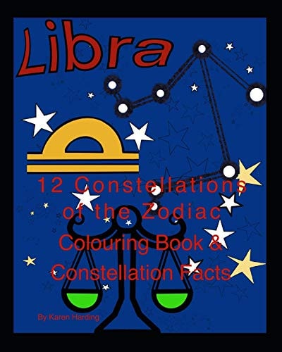 12 Constellations of The Zodiac Colouring Book & Constellation Facts