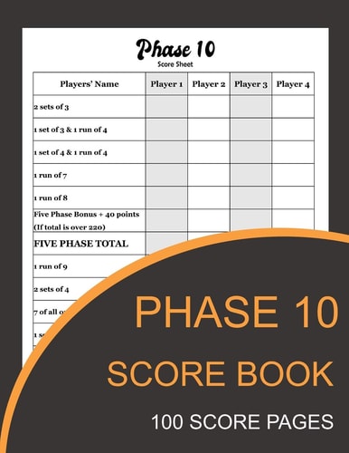 Phase 10 Score Book Phase Ten Card Game Record Keeper Book and Writing Note to Record Your Scores Playing Phase 10