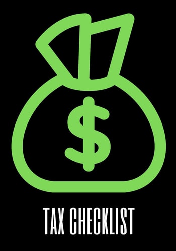 Tax Checklist The Perfect Green Money Bags to Track Your Income, Expenses, and Tax Information.
