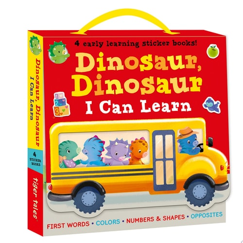 Dinosaur, Dinosaur I Can Learn 4-Book Boxed Set with Stickers First Words, Colors, Numbers and Shapes, Opposites