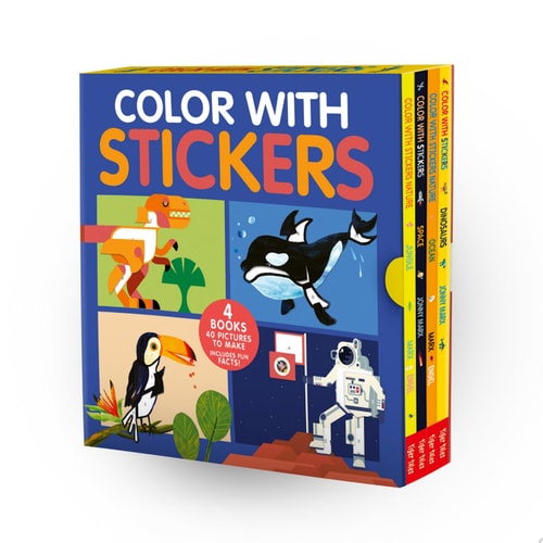 Color with Stickers 4-Book Boxed Set Dinosaurs; Space; Jungle; Ocean