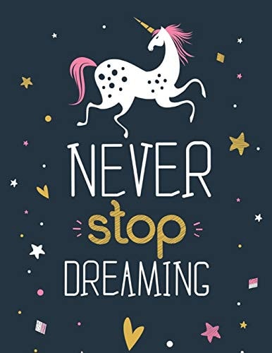 Never Stop Dreaming - (Unicorn) (Coloring Page Gift for Kids & Children's) Various Unicorn Designs Filled with Stress Relieving Patterns - Lovely Coloring Book Designed Interior (8.5" X 11") (Coloring Books for Kids & Children's) - Motivational Quote