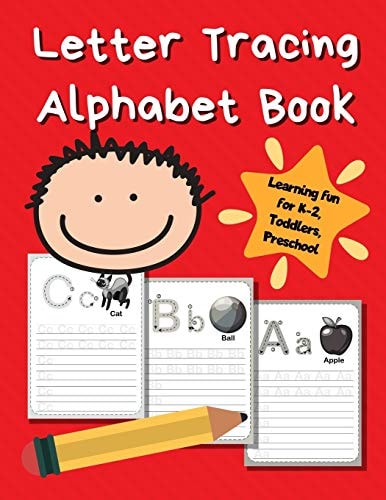 Letter Tracing Alphabet Book ABC Learning Book for Kids - Toddlers, Preschool, K-2 - Red