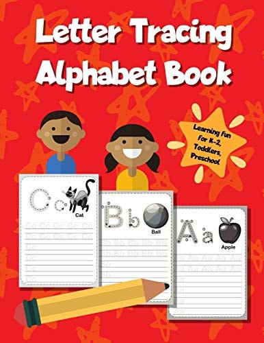 Letter Tracing Alphabet Book ABC Learning Workbook for Kids - Toddlers, Preschool, K-2 - Red