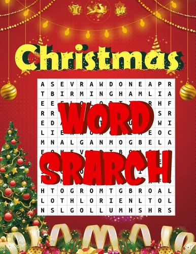 Christmas Word Search. Easy Large Print Puzzle Book for Adults, Kids & Everyone for the 25 Days of Christmas.