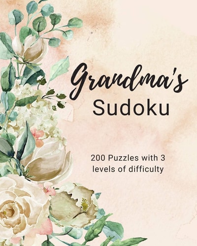 Grandma's Sudoku 200 Puzzles, One Per Page, 3 Different Levels