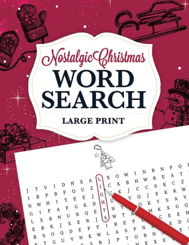 Nostalgic Christmas Word Search LARGE PRINT Brain Game Puzzle Book