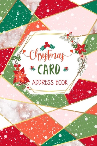 Christmas Card Address Book Elegant Red, Green and Pink Record Book and Tracker For Holiday Cards You Send and Receive, A Ten Year Address Organizer - Modern Abstract Geometric Pattern