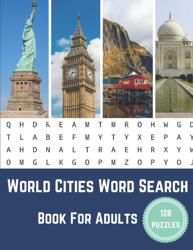 World Cities Word Search Book For Adults Large Print Puzzle Book Gift With Solutions
