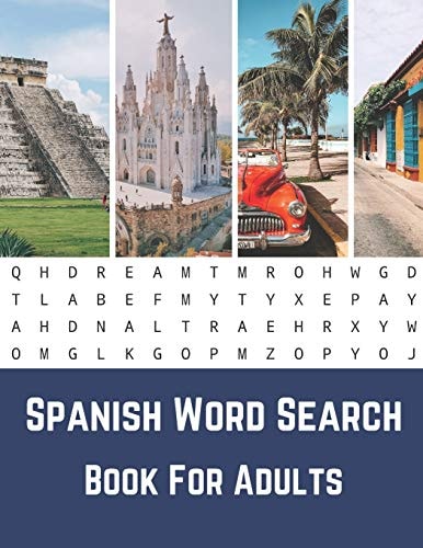 Spanish Word Search Book For Adults Large Print Puzzle Book With Solutions...Sopas De Letras