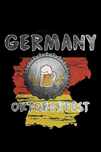 Germany Oktoberfest Landesskizze Schwarz Rot Gold 6x9 120 Pages Dot Grid - Your Personal Diary