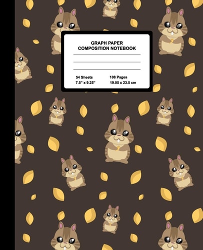 Graph Paper Composition Notebook Quad Ruled 4 Squares Per Inch Sheets, Math and Science Grid Note Book for Elementary Students, Cute Kawaii Chipmunk