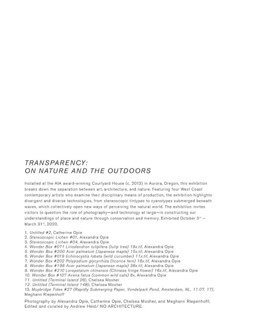 Transparency: On Nature and the Outdoors