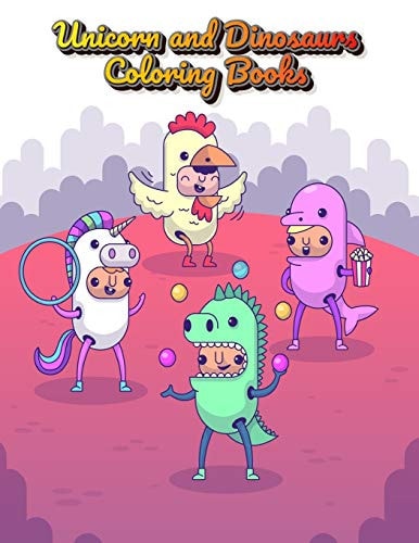 Unicorn and Dinosaurs Coloring Books Horse and Dinosaur Activity Book For Toddlers and Adult Age, Childrens Books Animals For Kids Ages 3 4-8