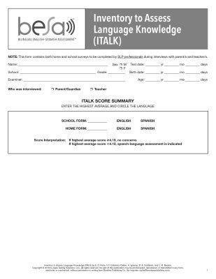Inventory to Assess Language Knowledge (Italk)