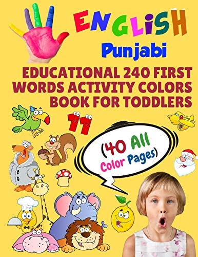 English Punjabi Educational 240 First Words Activity Colors Book for Toddlers (40 All Color Pages) New Childrens Learning Cards for Preschool Kindergarten and Homeschool