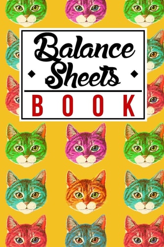 Balance Sheets Book Cute Colorful Animal Cat Pattern in Yellow Cover Gift