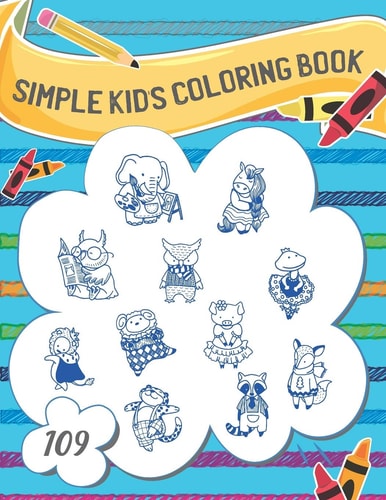 Simple Kid's Coloring Book Large Fun Animals Shapes for Toddlers