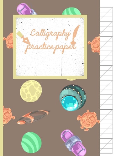 Calligraphy Practice Paper Gifts for Space Lovers; Cute & Elegant Hurricane Space UFO Hand Writing Workbook with Practice Sheets for Adults & Kids to Write In.