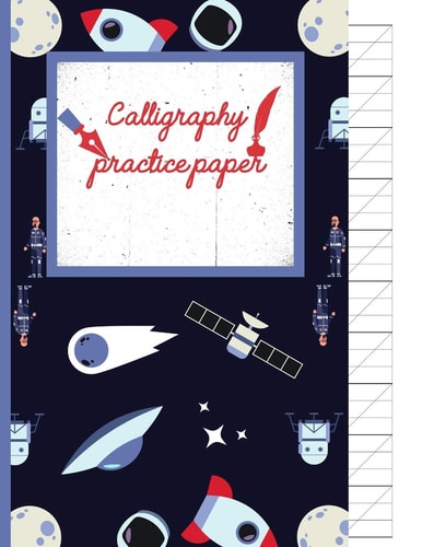 Calligraphy Practice Paper Gifts for Space Lovers; Cute & Elegant Black Russian Space Satellite Hand Writing Workbook with Practice Sheets for Adults & Kids to Write In.