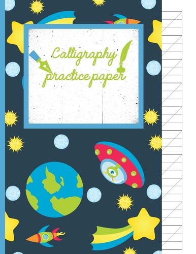 Calligraphy Practice Paper Gifts for Space Lovers; Cute & Elegant Nile Blue Space Alien Hand Writing Workbook with Practice Sheets for Adults & Kids to Write In.