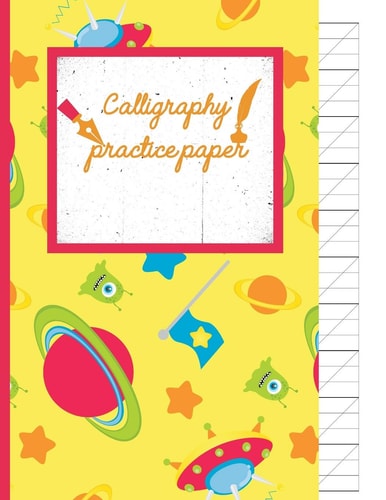 Calligraphy Practice Paper Gifts for Space Lovers; Cute & Elegant Paris Daisy Space Alien Hand Writing Workbook with Practice Sheets for Adults & Kids to Write In.