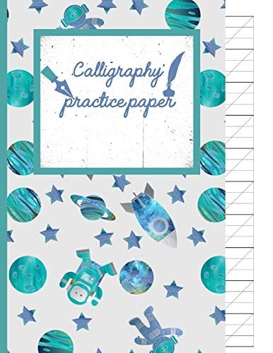 Calligraphy Practice Paper Gifts for Space Lovers; Cute & Elegant Lavender In Space Adventures Hand Writing Workbook with Practice Sheets for Adults & Kids to Write In.